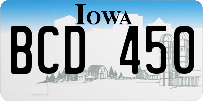 IA license plate BCD450