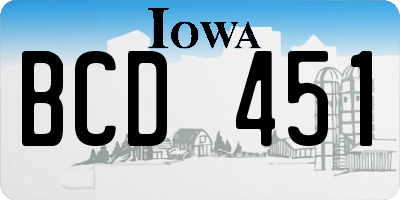 IA license plate BCD451