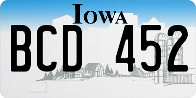 IA license plate BCD452