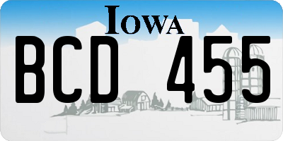 IA license plate BCD455