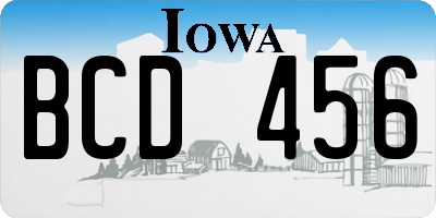 IA license plate BCD456