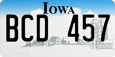 IA license plate BCD457