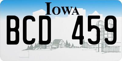 IA license plate BCD459