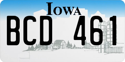 IA license plate BCD461