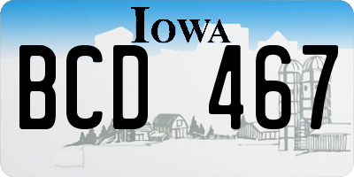 IA license plate BCD467