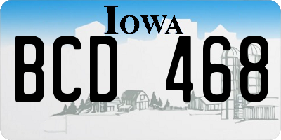 IA license plate BCD468