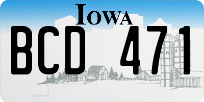 IA license plate BCD471