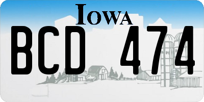 IA license plate BCD474