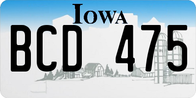 IA license plate BCD475