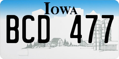 IA license plate BCD477