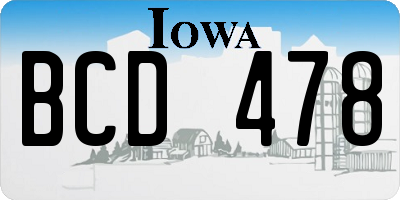 IA license plate BCD478