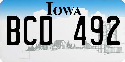 IA license plate BCD492