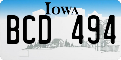 IA license plate BCD494