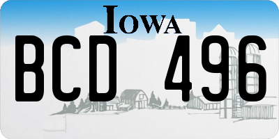 IA license plate BCD496