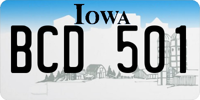 IA license plate BCD501