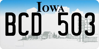IA license plate BCD503