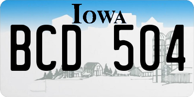 IA license plate BCD504