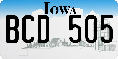IA license plate BCD505
