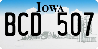 IA license plate BCD507