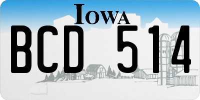 IA license plate BCD514