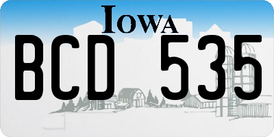 IA license plate BCD535