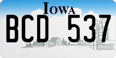 IA license plate BCD537