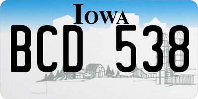 IA license plate BCD538