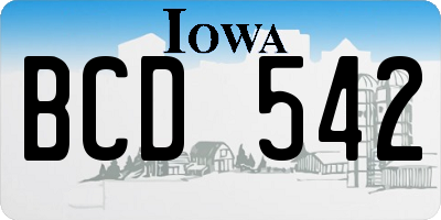 IA license plate BCD542