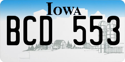 IA license plate BCD553
