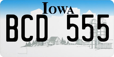 IA license plate BCD555