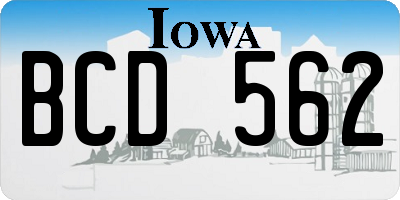 IA license plate BCD562