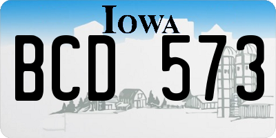 IA license plate BCD573