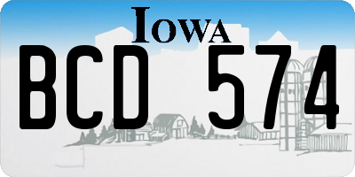 IA license plate BCD574