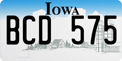 IA license plate BCD575