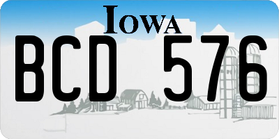 IA license plate BCD576