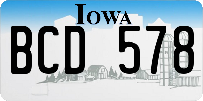 IA license plate BCD578