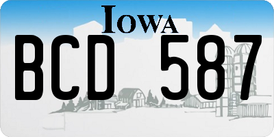 IA license plate BCD587
