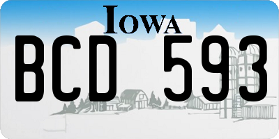 IA license plate BCD593