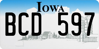 IA license plate BCD597