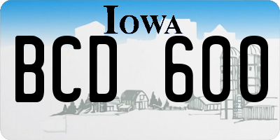 IA license plate BCD600