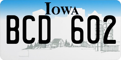 IA license plate BCD602