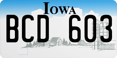 IA license plate BCD603