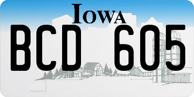 IA license plate BCD605