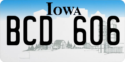 IA license plate BCD606