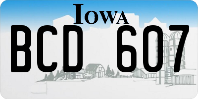 IA license plate BCD607