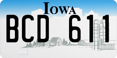 IA license plate BCD611