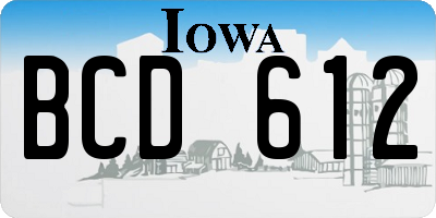 IA license plate BCD612