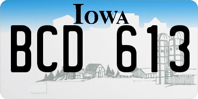 IA license plate BCD613