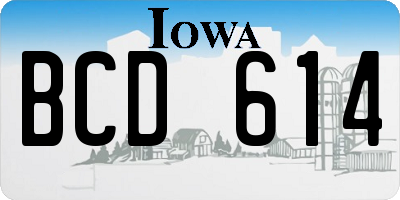 IA license plate BCD614