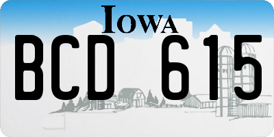 IA license plate BCD615